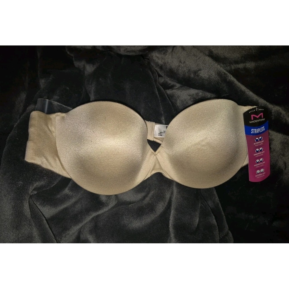 Maidenform Bra Womens 34A Beige Strapless Underwired Comfort Devotion 09417